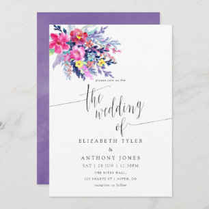 Colorful Watercolor Floral Wedding Invitation