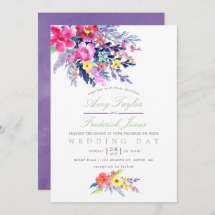 Colorful Watercolor Floral Wedding Invitation