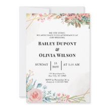 Colorful Watercolor Floral Wedding Invitation Card