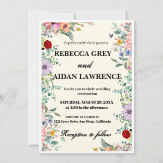Colorful Watercolor Floral Wedding Invitation – Cu