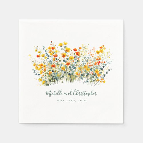 Colorful Watercolor Floral Wedding Napkins