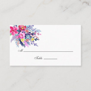 Colorful Watercolor Floral Wedding Place Card