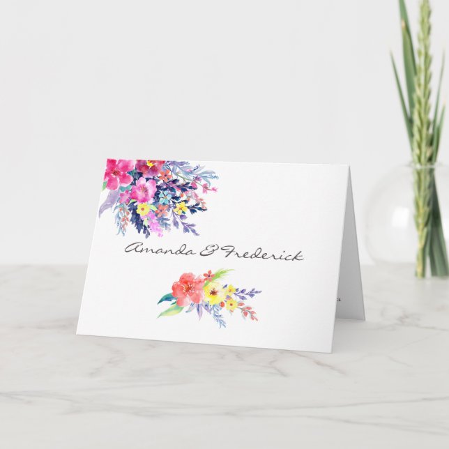 Colorful Watercolor Floral Wedding Program (Front)