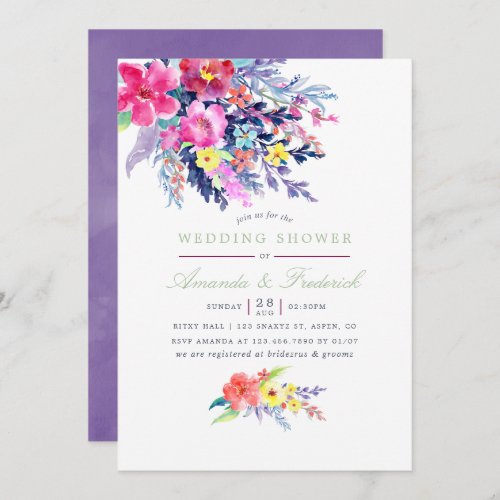 Colorful Watercolor Floral Wedding Shower Invitation