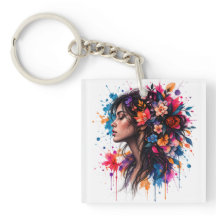 Colorful Watercolor Floral Woman Artistic