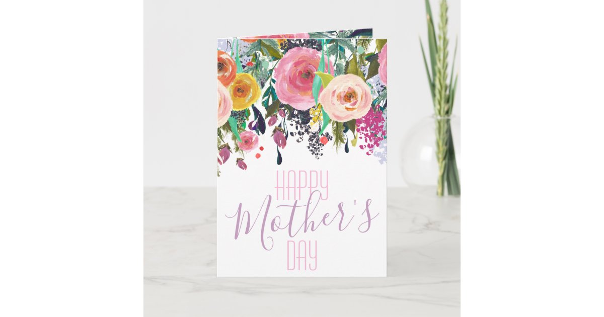 Colorful Watercolor Flower | Happy Mother's Day Card | Zazzle