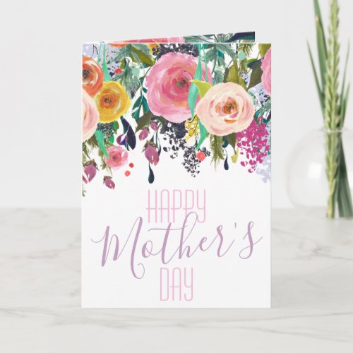 Colorful Watercolor Flower  Happy Mothers Day Card