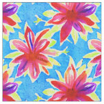 Colorful watercolor flower pattern Blue Red Kids Fabric