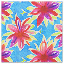 Colorful watercolor flower pattern Blue Red Kids