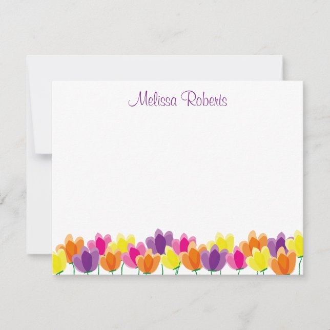Colorful Watercolor Flower Personalized Note Card (Front)