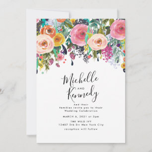 Colorful Watercolor Flower Wedding Invitation