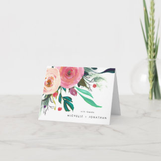 Colorful Watercolor Flower Wedding Thank You Card
