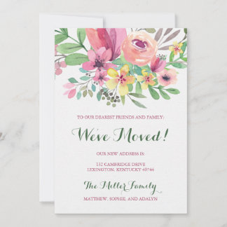 Colorful Watercolor Flower We've Moved Announcement