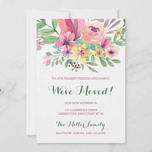 Colorful Watercolor Flower Weve Moved Announcement