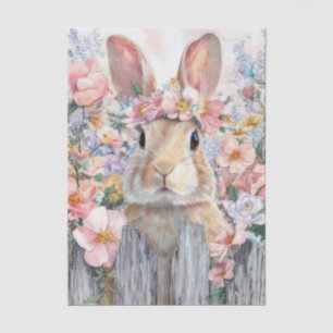Colorful watercolor Flowers and Easter Bunny Tissue Paper