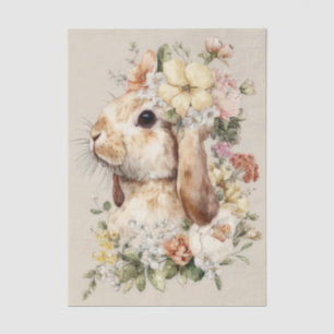 Colorful watercolor Flowers and Easter Bunny Tissue Paper