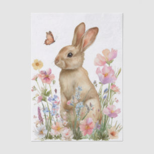 Colorful watercolor Flowers and Easter Bunny Tissue Paper