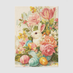 Colorful watercolor Flowers and Easter Bunny Tissue Paper