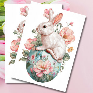 Colorful watercolor Flowers and Easter Bunny Tissue Paper