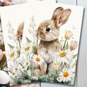 Colorful watercolor Flowers and Easter Bunny Tissue Paper