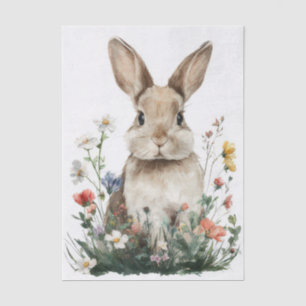 Colorful watercolor Flowers and Easter Bunny Tissue Paper