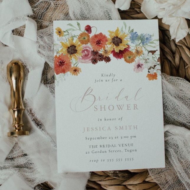 Colorful Watercolor Flowers Bridal Shower  Invitation (Creator Uploaded)