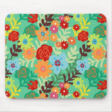 Colorful Watercolor Flowers Fine Floral Mouse Pad