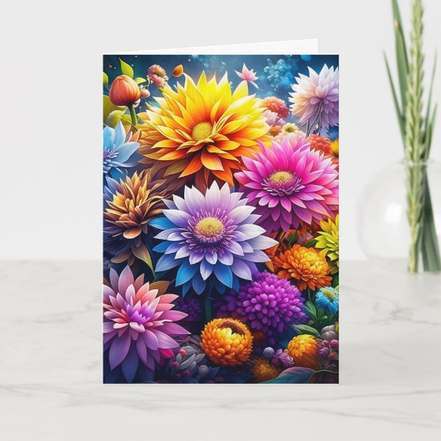 Colorful Watercolor Flowers Grandma's Birthday Card (Front)