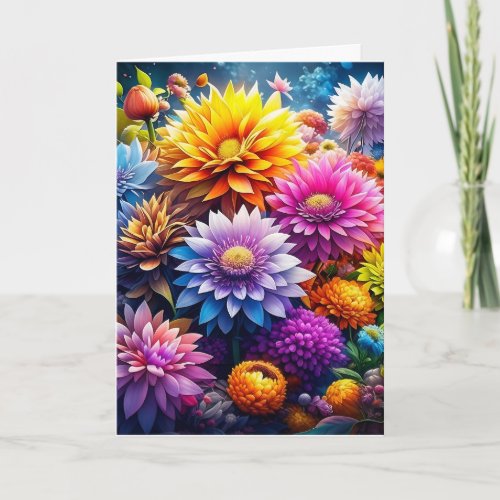 Colorful Watercolor Flowers Grandmas Birthday Card