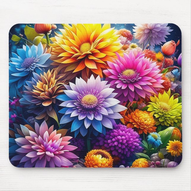 Colorful Watercolor Flowers   Mouse Pad (Front)