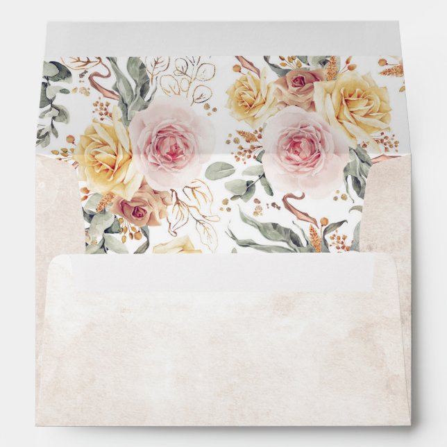 Colorful Watercolor Flowers Pattern Botanical Envelope (Back (Bottom))