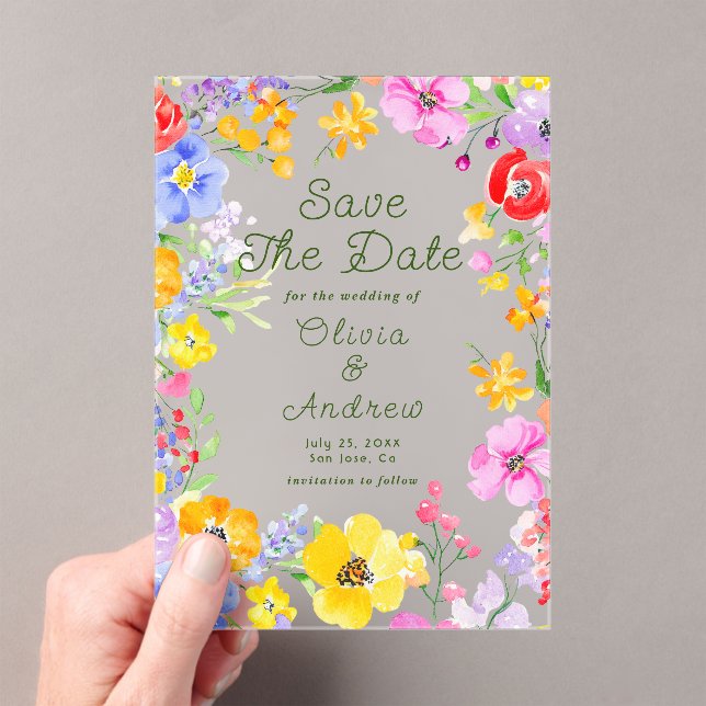 Colorful Watercolor Flowers Wedding Save the Date (Insitu (Handheld))