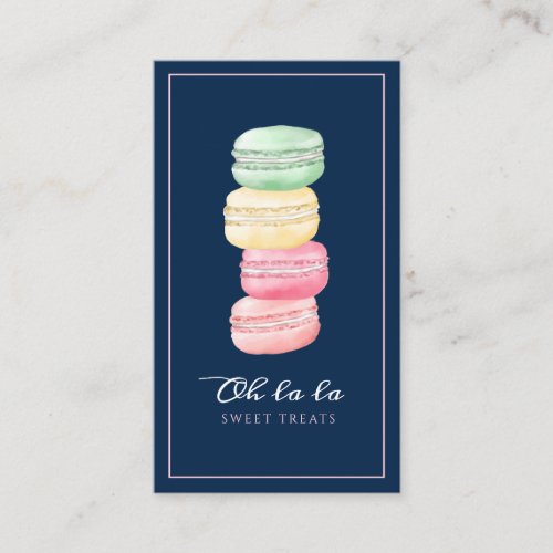 Colorful Watercolor French Macaron Bakery  Sweets Business Card