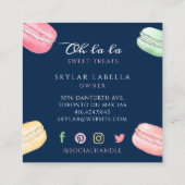Colorful Watercolor French Macaron Bakery & Sweets Square Business Card (Back)