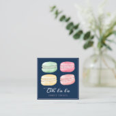 Colorful Watercolor French Macaron Bakery & Sweets Square Business Card (Standing Front)
