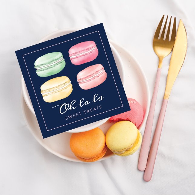 Colorful Watercolor French Macaron Bakery & Sweets Square Business Card