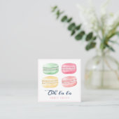 Colorful Watercolor French Macaron Bakery & Sweets Square Business Card (Standing Front)