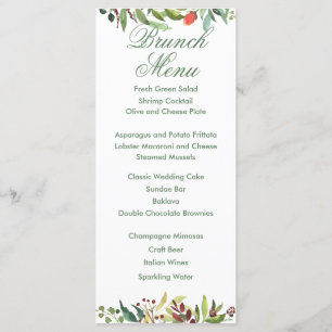 Colorful Watercolor Garden Border Menu Card