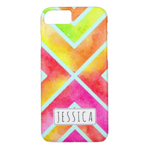 Colorful watercolor geometric stripes trendy iPhone 87 case