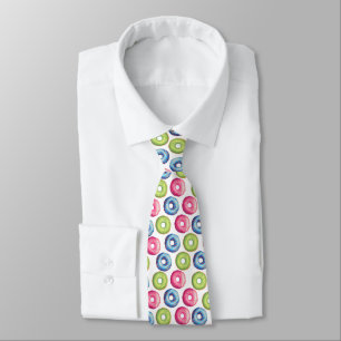 Colorful Watercolor Glazed Donut Illustration Tie