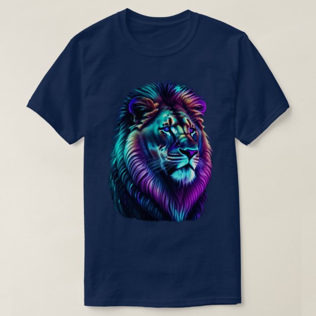 Colorful Watercolor Glow Lion T-Shirt (Design Front)