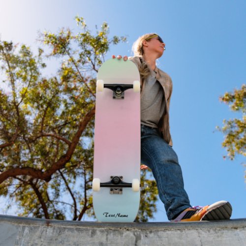 Colorful Watercolor gradient Personalized Name   Skateboard