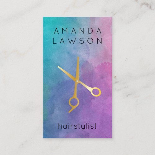 Colorful Watercolor  Hair Stylist Business Card