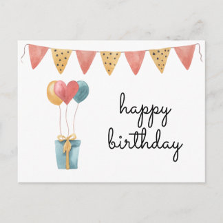 Colorful Watercolor Happy Birthday Postcard
