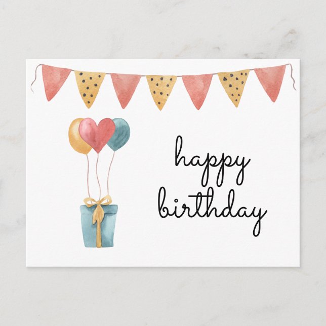 Colorful Watercolor Happy Birthday  Postcard (Front)