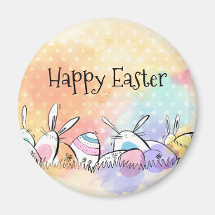 Colorful Watercolor Happy Easter   Magnet