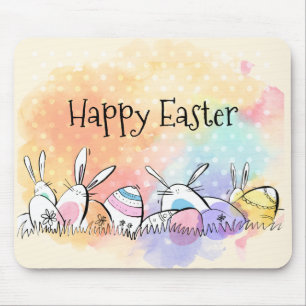 Colorful Watercolor Happy Easter Mousepad