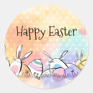 Colorful Watercolor Happy Easter Sticker Seal