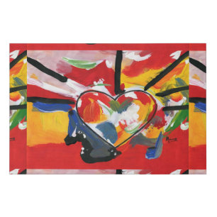 Colorful Watercolor Heart Abstract Art Faux Canvas Print