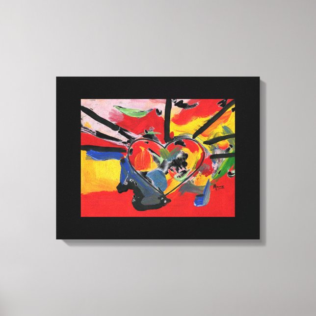 colorful Watercolor heart abstract Canvas Print (Front)